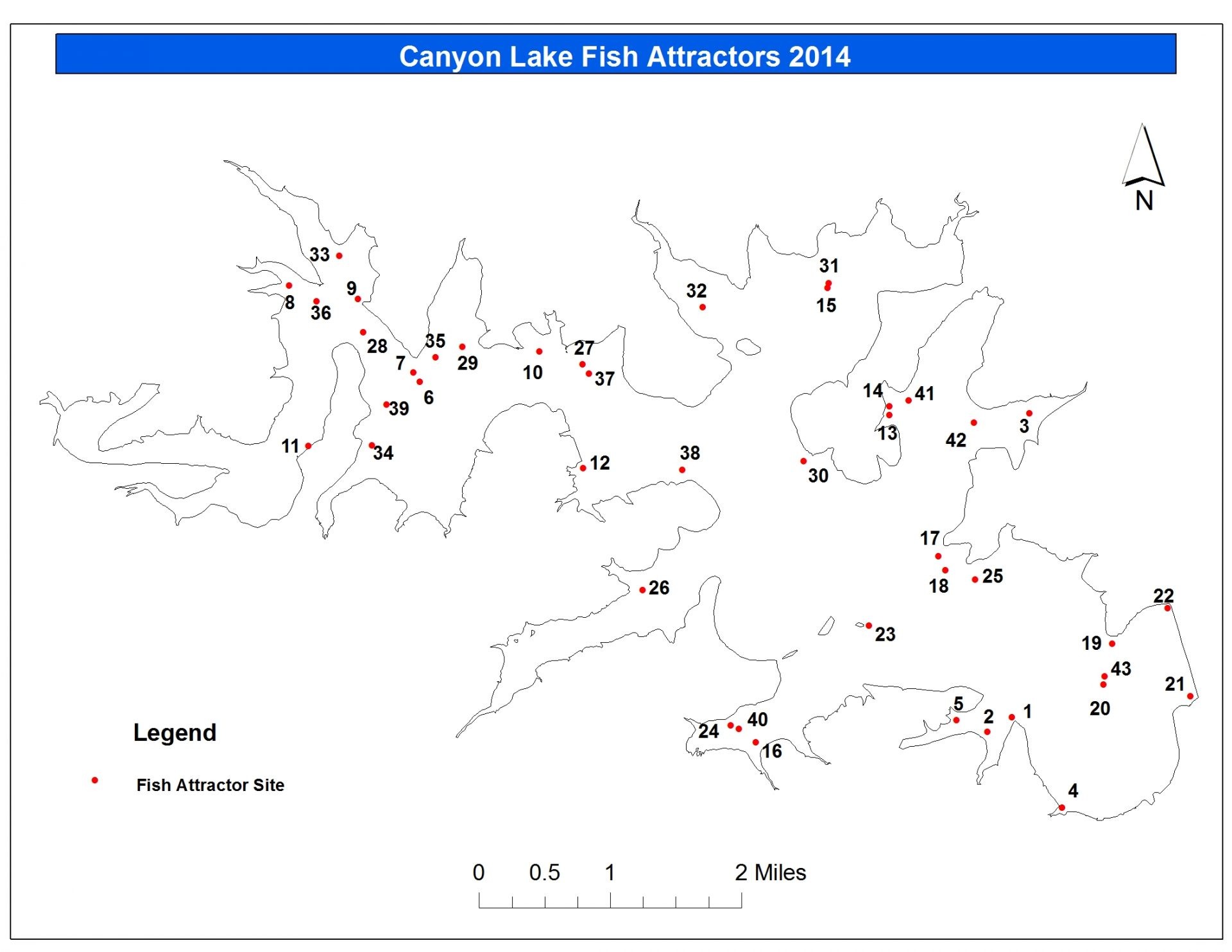 Canyon Lake Fish Attractors Map
